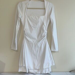 Elegant White Long-Sleeve Dress